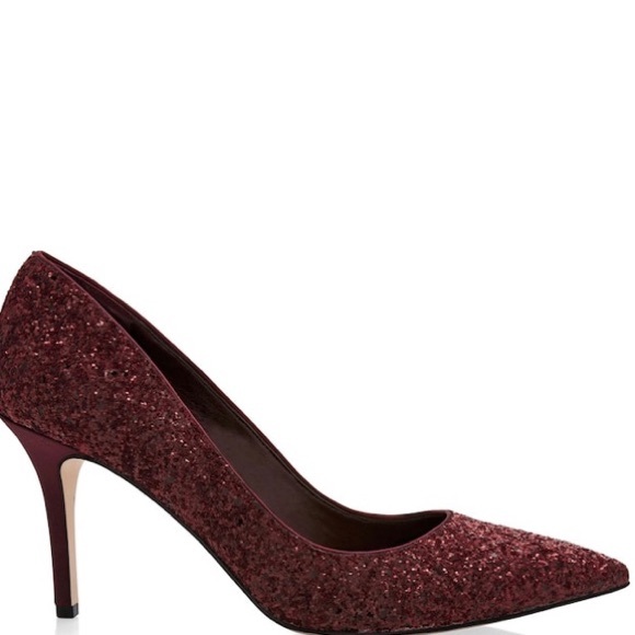 White House Black Market Shoes - NWOT WHBM burgundy glitter heels..